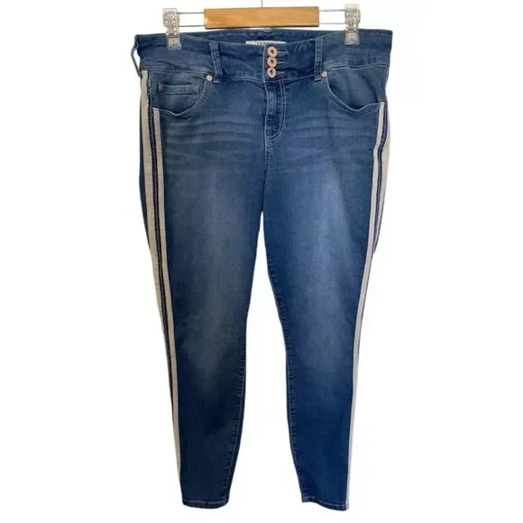 Torrid First Fit Jegging Jeans Women's Size 14S (33x25) Short Mid Rise Striped - Picture 1 of 11